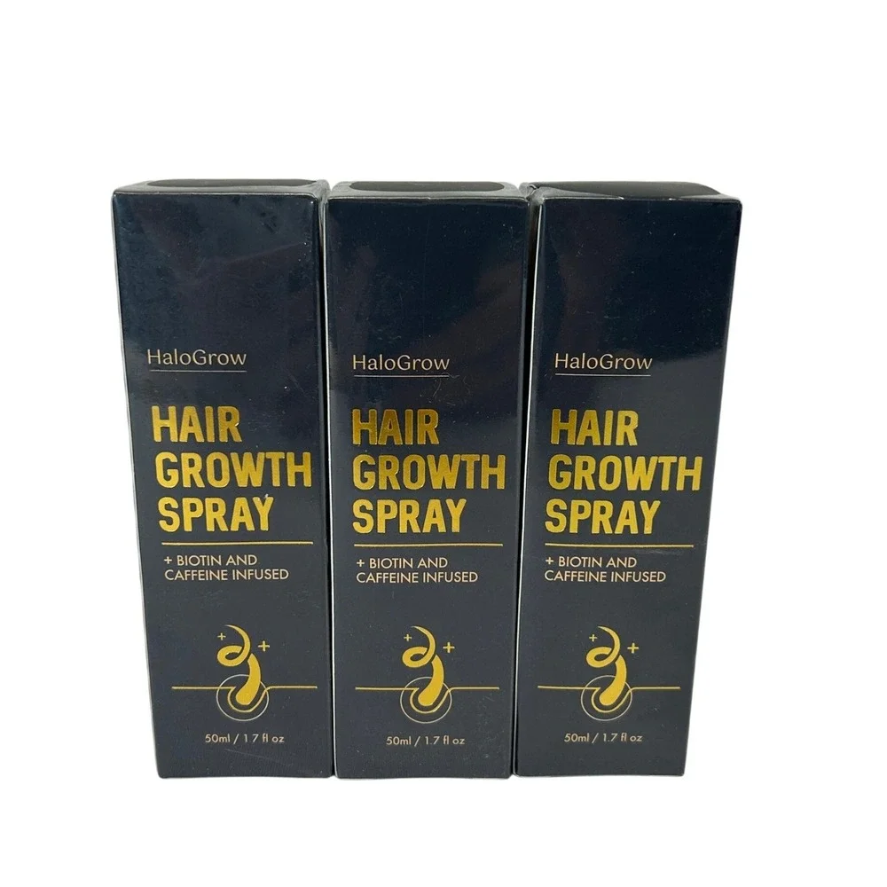 HaloGrow Hair Growth Spray 3 Pack Biotin and Caffeine Infused 50ml 1.7 fl oz NEW